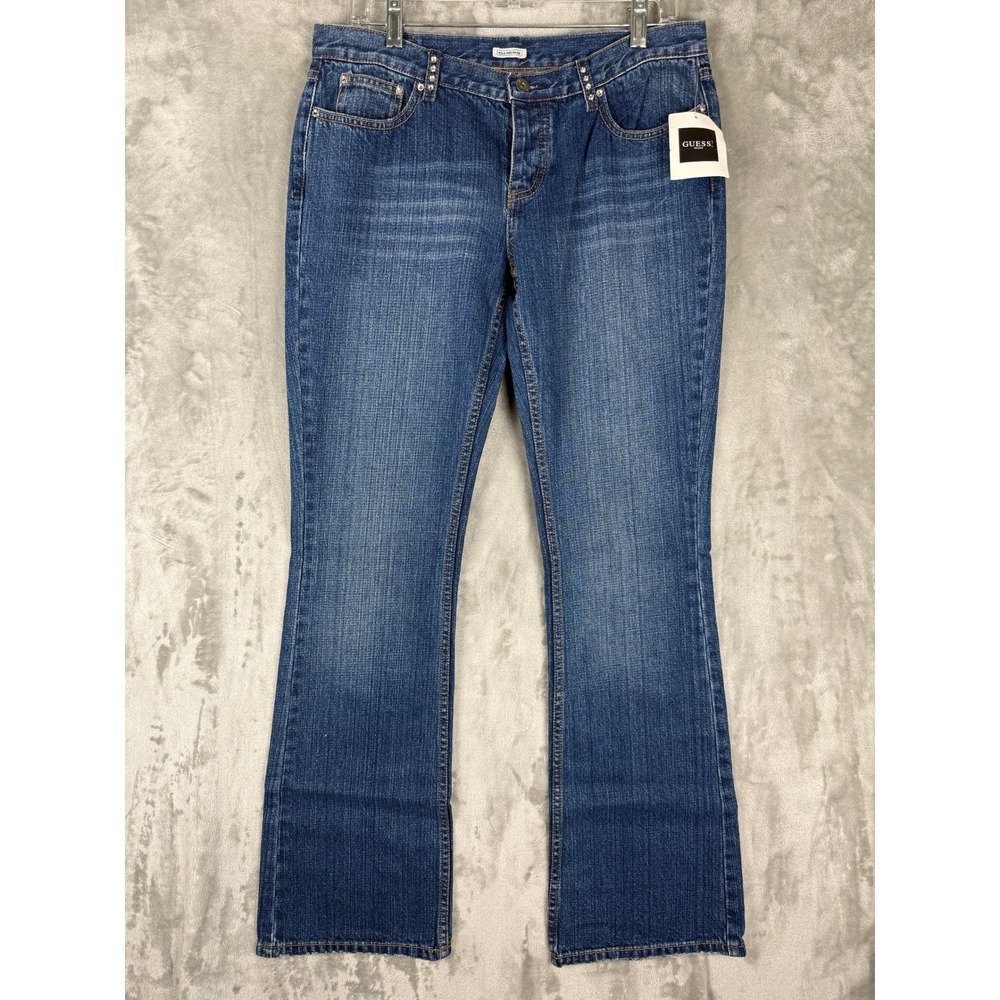 Guess Women Jeans Bootcut Dark Wash Embellished Pockets Size 29 MSRP $88